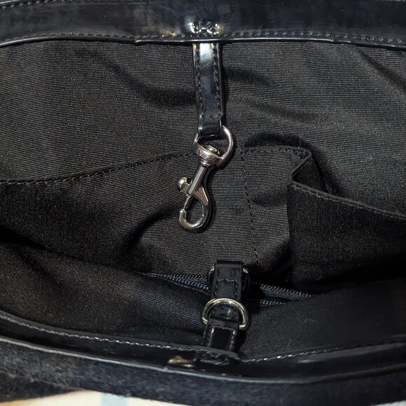 Coach Signature Stripe Wool Gray Blue NS Tote Bag - Picture 7 of 11